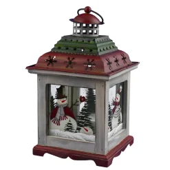 Sale Christmas Forever WOODEN LANTERN 11″H W/ SNOWMAN SCENE