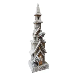 Discount Christmas Forever WOODEN NAT. CHURCH 5.5″x6″x24″ W/ SNOW LED LIGHTS 3AA BATTERY W/ TIMER
