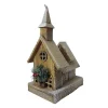 Sale Christmas Forever WOODEN NAT. HOUSE 15″ W/ SNOW LED LIGHTS 3AA BATTERY W/TIMER