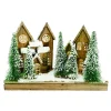 Best Christmas Forever WOODEN NAT. VILLAGE SCENE 17.5″x12″ W/ LED LIGHTS SNOW & TREES