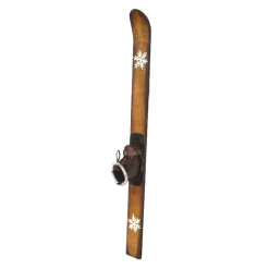 Outlet Christmas Forever WOODEN SKI BOARD W/ SHOES 30″ BROWN/NAT