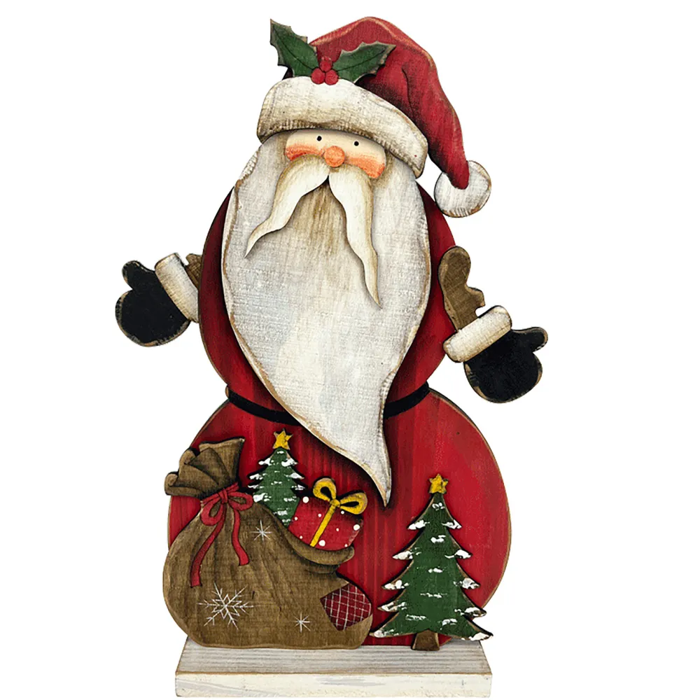 Sale Christmas Forever WOODEN TRADITIONAL SANTA STAND 12.5″ W/TREE & PRESENTS