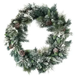 New Christmas Forever WREATH FROSTED GROUSE PINE 36′ 180 TIPS W/ PINE CONES