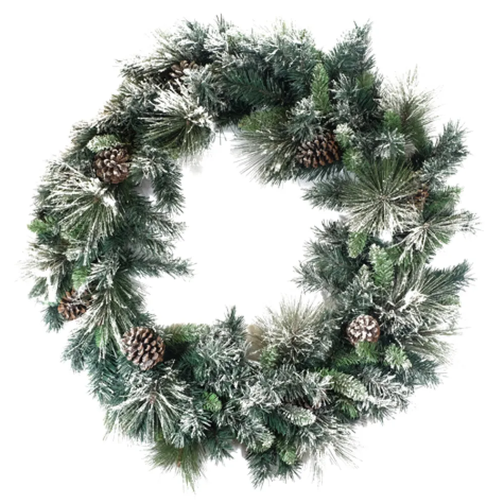 New Christmas Forever WREATH FROSTED GROUSE PINE 36′ 180 TIPS W/ PINE CONES