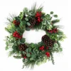 Christmas Forever WREATH MIXED PINE, EUCALYPTUS, CONES & BERRIES 28″ GREEN/RED