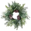 Discount Christmas Forever WREATH PINE 22″ FLOCKED MIXED PINE W/ PINE CONES