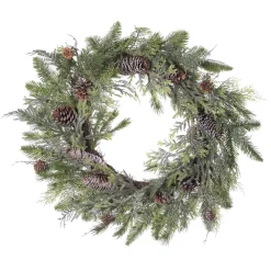 Best Christmas Forever WREATH PINE 24″ MULTI NEEDLE PINE W/ PINE CONES