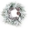 Outlet Christmas Forever WREATH PINE FLOCKED 24″ MIXED PINE W/ PINE CONES