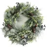 Discount Christmas Forever WREATH PINE FROSTED 24″ MIXED PINE W/ EUCALYPTUS, BLACK BERRY & PINE CONES