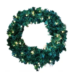 Hot Christmas Forever WREATH PRE-LIT NAT. SHERWOOD PINE 24″/ 150 TIPS 50 LED LIGHTS B/O (3D BAT. NOT INCLUDED)