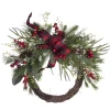 Best Christmas Forever WREATH RATTAN 22″ MULTI NEEDLE PINE W/ BERRIES & RED/BLK BUFFALO PLAID BOW