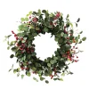 Online Christmas Forever WREATH RATTAN 24″ W/ EUCALYPTUS & RED BERRIES