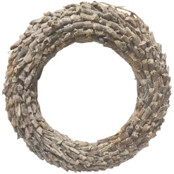 New Christmas Forever WREATH RATTAN FROSTED 16.5″ NATURAL/ BIRCH LOOK