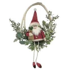 Discount Christmas Forever WREATH SANTA 25″ CREAM/NATURAL W/ BERRIES & GREENERY